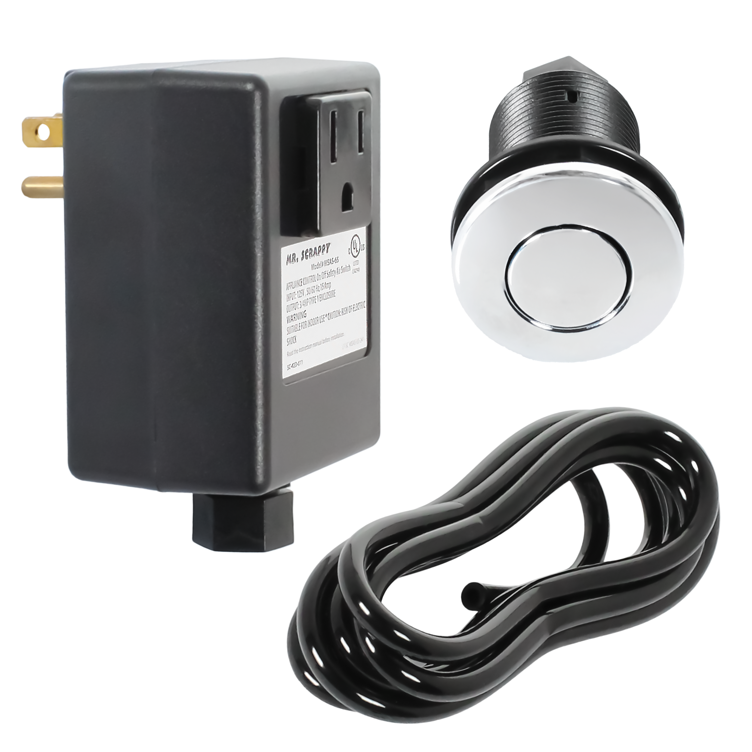 disposal air switch kit with chrome button