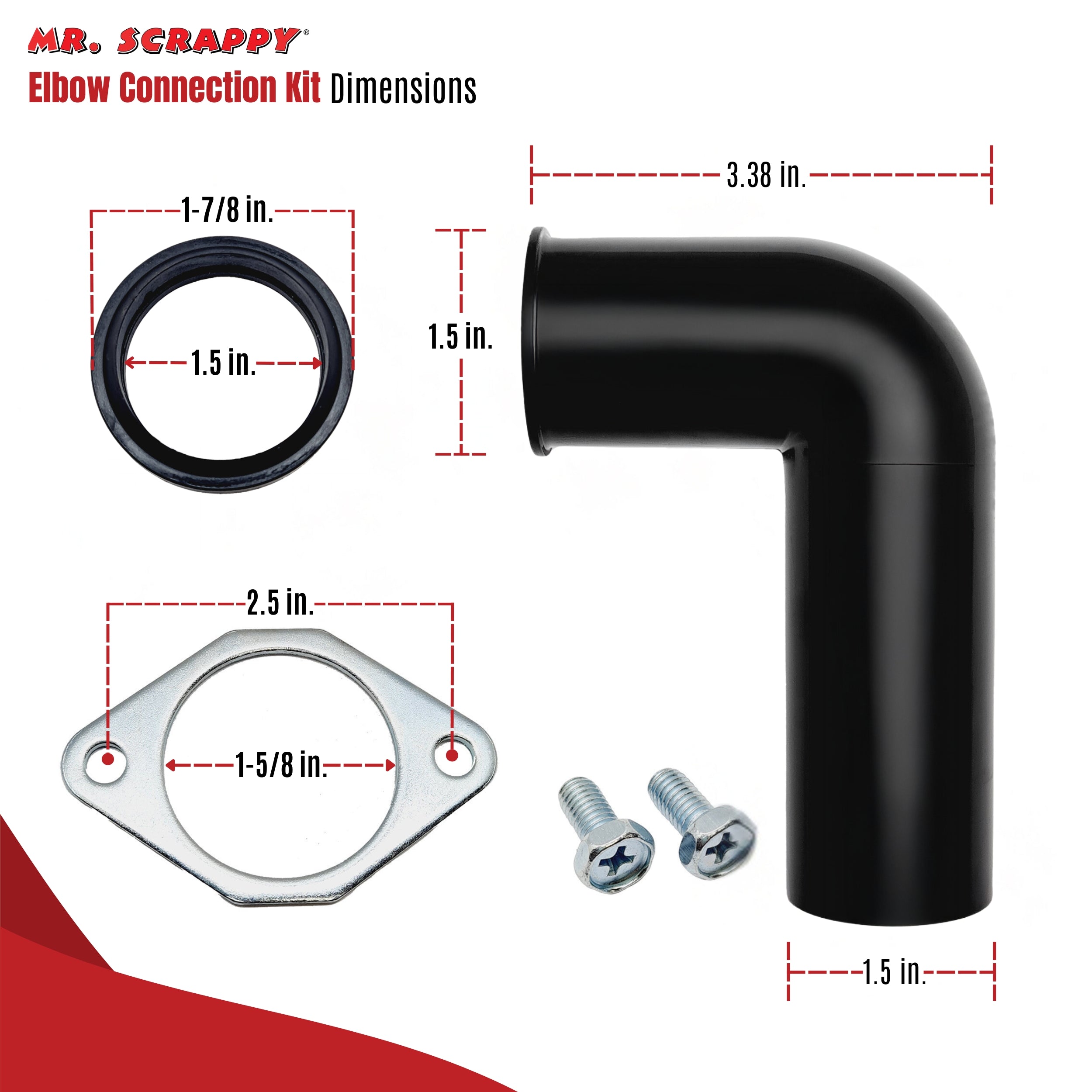 Disposal elbow kit dimensions