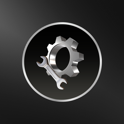 Maintenance gear icon black and silver
