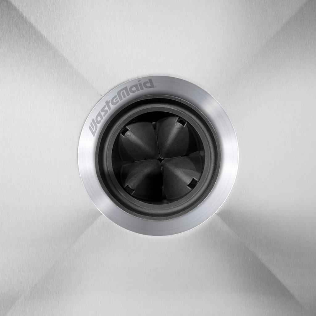 Close-up top view of splash guard installed in sink