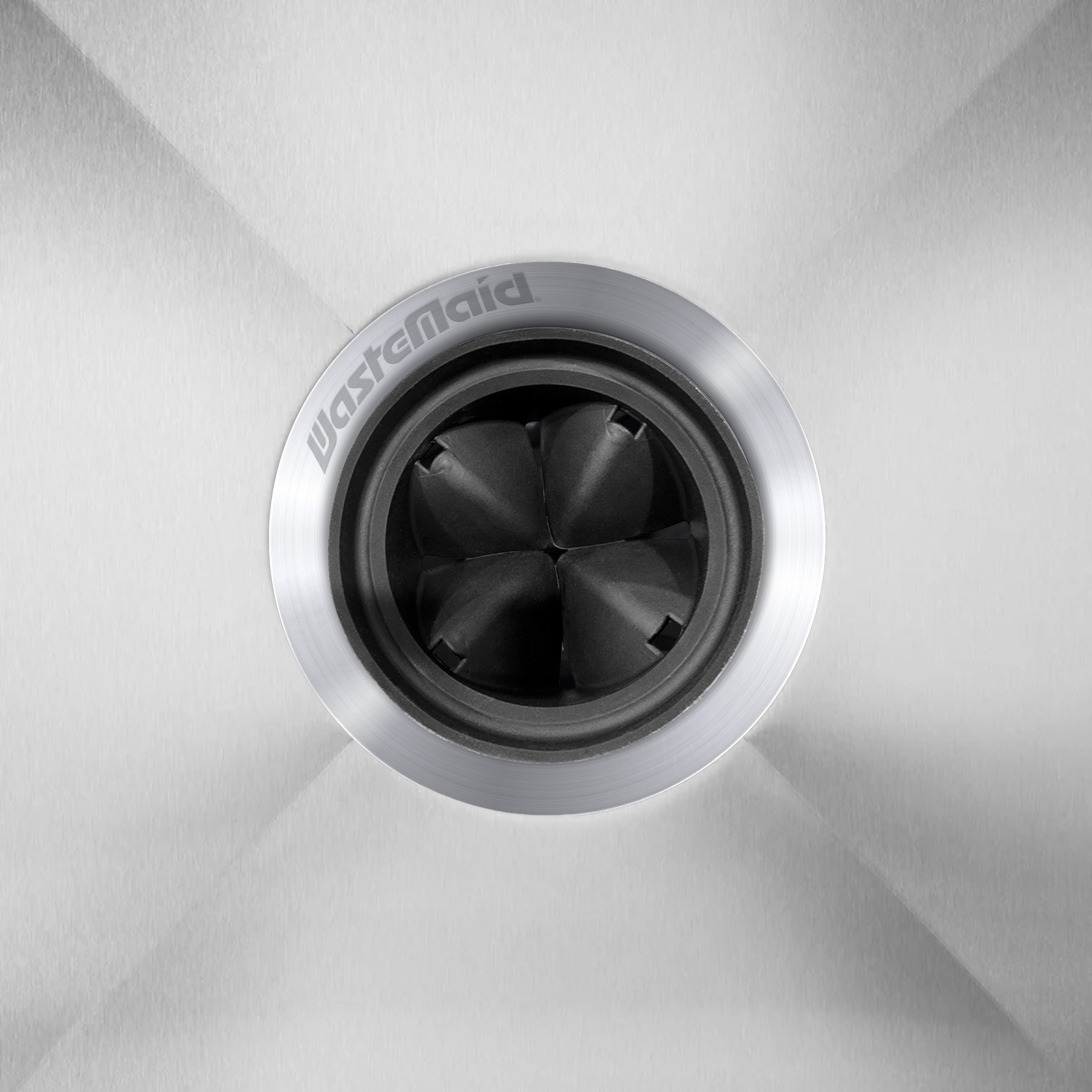 Close-up top view of splash guard installed in sink