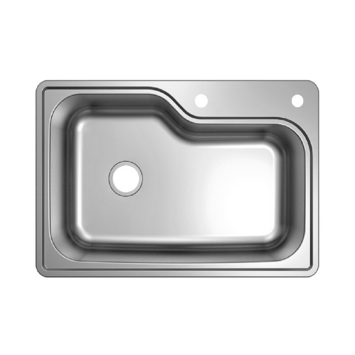 Stainless steel kitchen sink on a white background